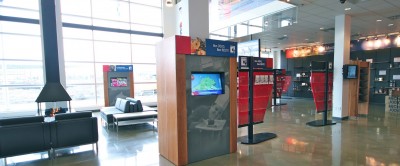 The kiosks’ touch screens allow visitors to look up detailed information within each themed zone.