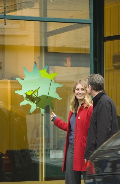 Rear-projection film can be applied to windows to turn them into digital screens.
