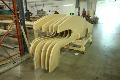 Toronto-based Eventscape built a series of fin-like structures for the façades, each with a unique curved profile.