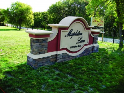 The foam core can be finished to resemble traditional brick or stone.