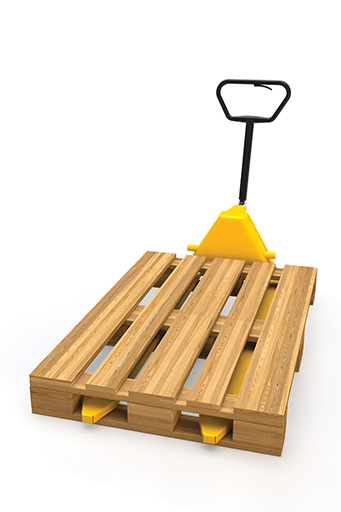 A pallet truck is another handy way of moving heavy loads around without manual lifting.