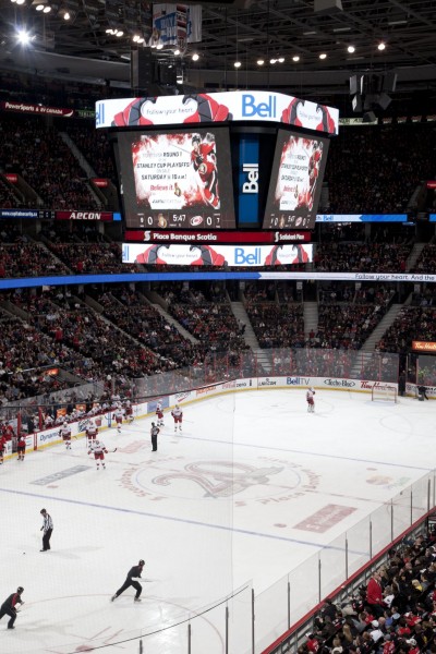 With a January 2012 debut, the scoreboard was featured not only during Senators home games, but also when Ottawa hosted the NHL All-Star Game.