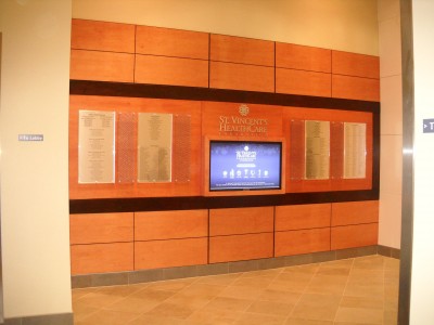 Digital signage can also be integrated into hospitals’ donor recognition walls.