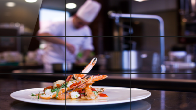 A multi-screen layout with narrow bezels provides a suitable ‘canvas’ for images and information in large facilities like hotels and airports. Images courtesy HP
