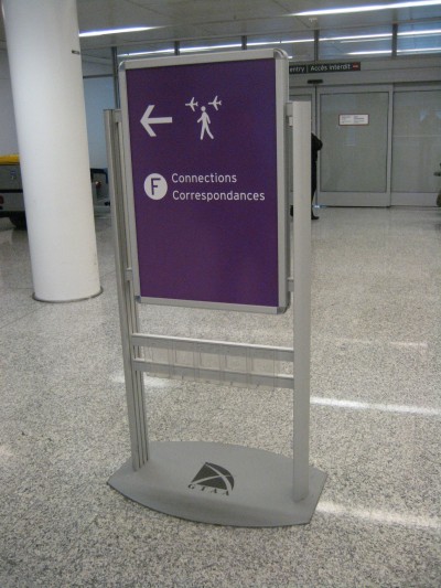 A new pictogram was developed to indicate connecting flights. Photo by Peter Saunders