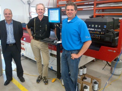 Pictured left to right are: Stan Tranter, Agfa Graphics account manager; James McNeill, wide-format specialist for Kwik Kopy; and Troy MacKenzie, Kwik Kopy owner.