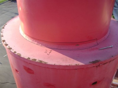 Thanks to a safety inspection, fatigue-like cracks were detected on this existing sign structure before it could fail.