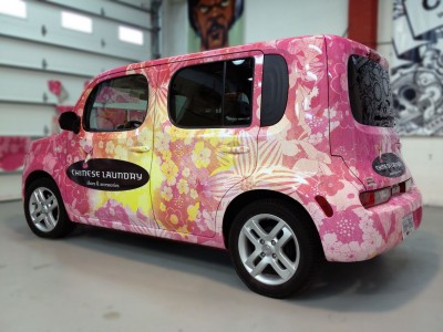 This Nissan Cube was wrapped for Chinese Laundry’s newest footwear store in Vancouver.