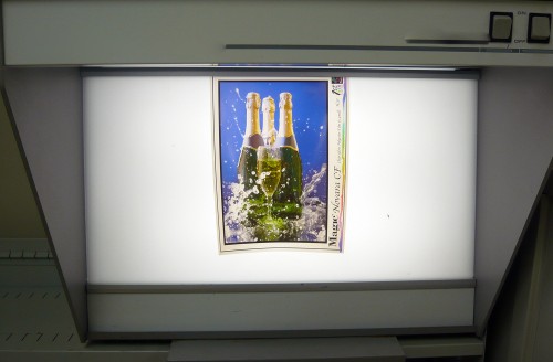 A printed graphic’s level of light transmission can be tested in-house.