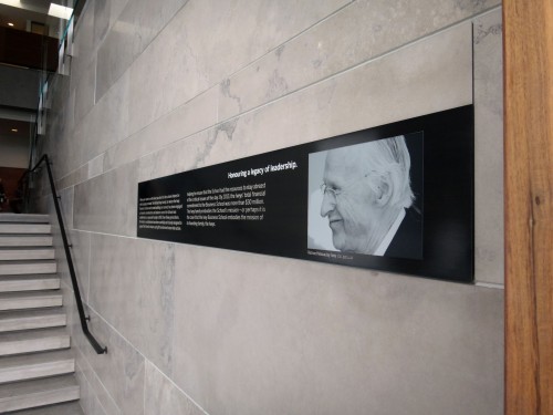 Richard M. Ivey himself is acknowledged with an etched aluminum portrait on a bronze plaque.