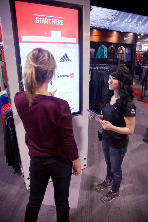 Customers and employees alike can interact with hundreds of screens.