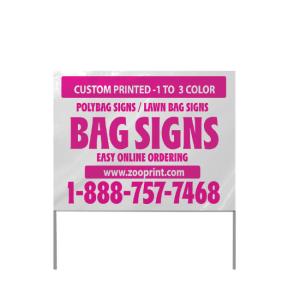 White Lawn Bag Signs photo.
