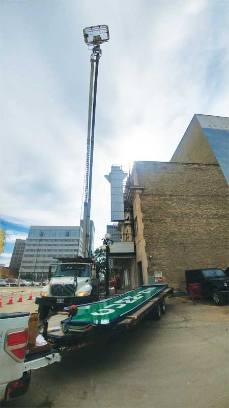 Once the fabrication of the sign was completed, it was transported to the site for installation.