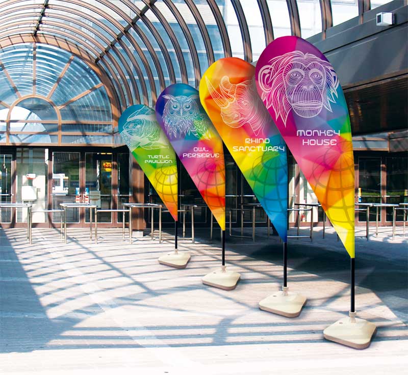 Customized soft signage applications range from flags and banners to lightboxes.