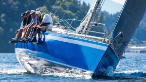 Wrapture Customs applied a blue film to a 17-m (56-ft) race yacht.