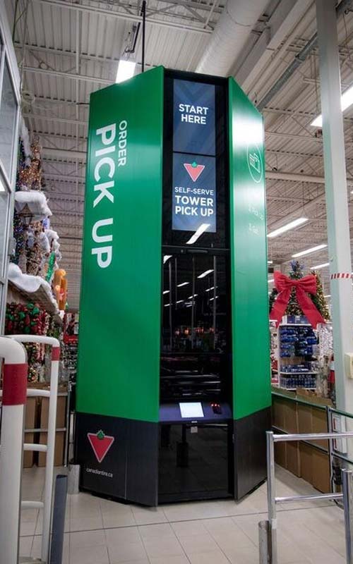 Canadian Tire has introduced automated pick-up towers at five stores across the country.