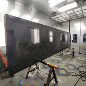 Photo courtesy Spectra Advertising The 3.6- x 7.3-m (12- x 24-ft) spray booth serves as Matthew Lavery’s paint mixing station.