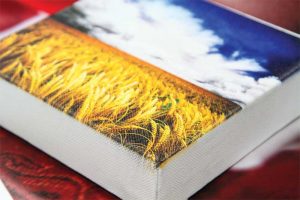 Photo courtesy Roland DGA Ultraviolet (UV)/light-emitting diode (LED) flatbeds can print directly onto ready-made canvases.