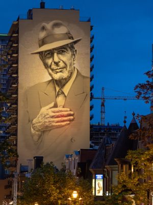 MU’s Leonard Cohen mural is now permanently illuminated.
