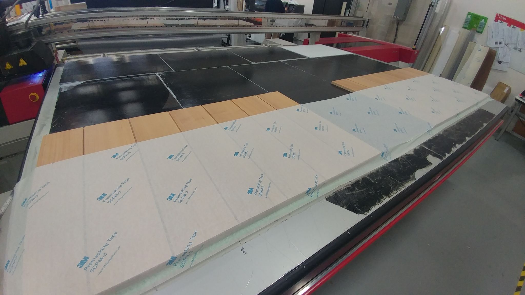 Since the client had supplied the material, the team had to verify the dimensions on paper with the physical pieces. Pre-testing was done to ensure the prints aligned properly.