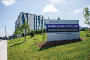 The two main digital pylons—one double-sided and the other single-sided—were installed at the Etobicoke General Hospital. The two main digital pylons—one double-sided and the other single-sided—were installed at the Etobicoke General Hospital.