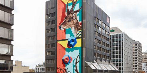 Photo courtesy Slate Asset Management Street artist Jerry Rugg (birdO) has unveiled a 10-storey mural in Toronto.