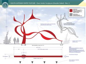 Deer antler sculpture creates unique gateway entry sign
