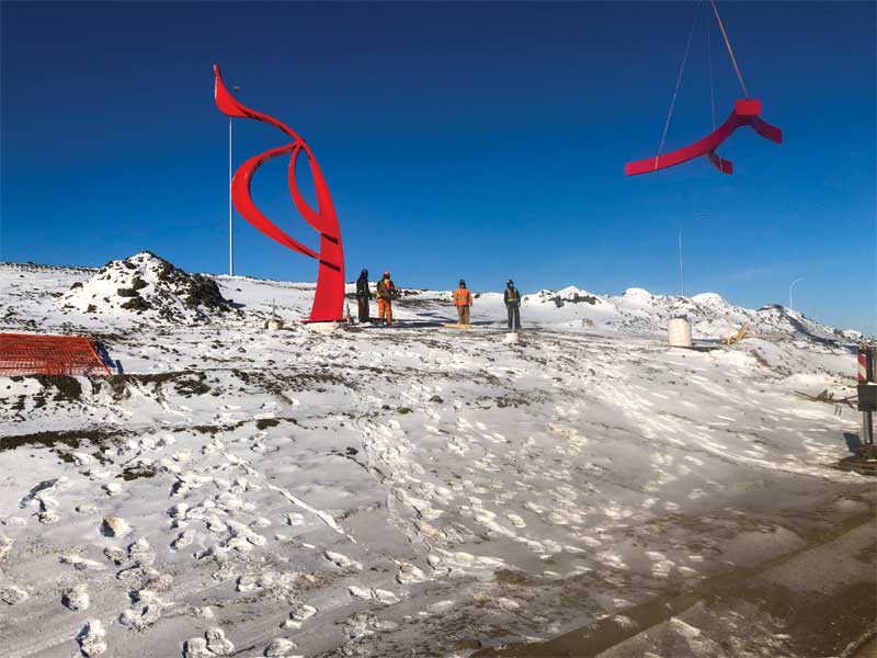 Deer antler sculpture creates unique gateway entry sign
