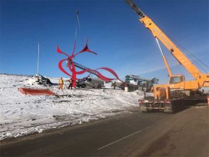 Deer antler sculpture creates unique gateway entry sign