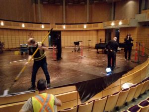 Photo courtesy Drytac The print shop’s role was to produce floor graphics resembling a dirt road for the stage.
