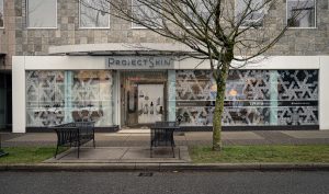 Photo courtesy Drytac Premier Graphics, a Vancouver-based graphics production and installation company, recently produced striking festive-themed window graphics for local skincare business Project Skin MD.
