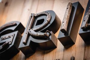 Photo courtesy Ocean Peak Studios The letters were made from old tools and pieces of metal to create the wording ‘Loggers Grill.’
