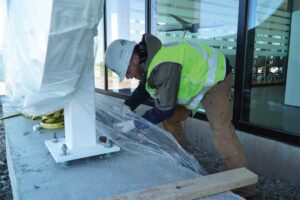 The sign was designed and fabricated to fit on top of a 12.2-m (40-ft) foundation. The sign was designed and fabricated to fit on top of a 12.2-m (40-ft) foundation.