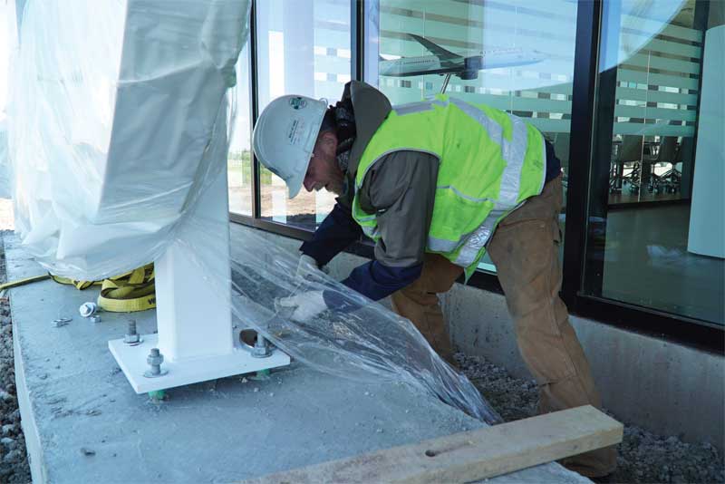 The sign was designed and fabricated to fit on top of a 12.2-m (40-ft) foundation. The sign was designed and fabricated to fit on top of a 12.2-m (40-ft) foundation.