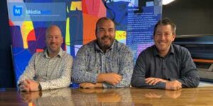 Photo courtesy Mediatech (From left to right) David Richard, Brad Noel, Simon Lamy at the Mediatech head office in Laval, Quebec.