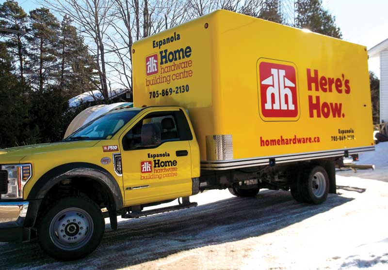 A wrapped Home Hardware truck.