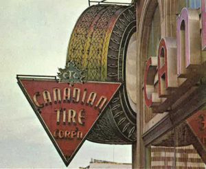 Examples of Canadian Tire signage throughout the years.