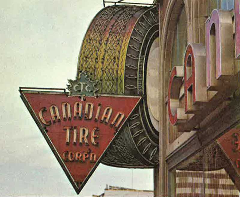 Examples of Canadian Tire signage throughout the years.