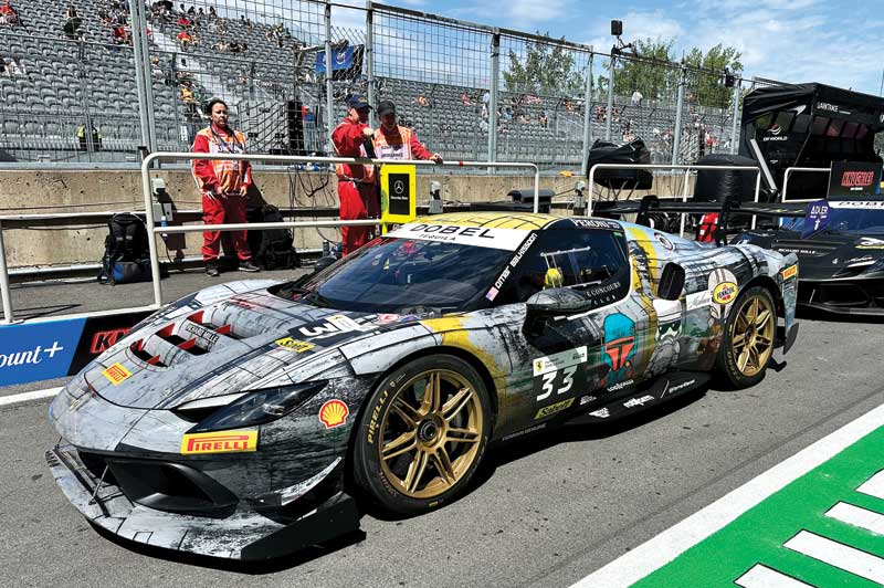 A Ferrari wrapped and on the race track.