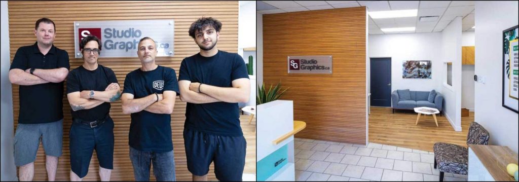 Studio Graphics employees and the office space.