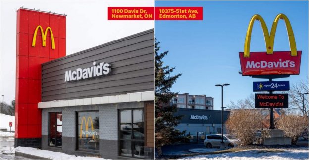 A collage of both signs swapped out for McDavid's.