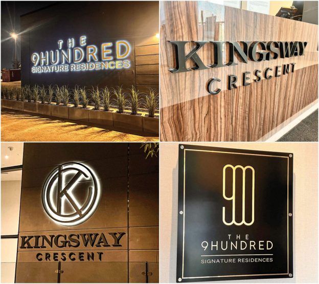 A collage of the interior and exterior signs.