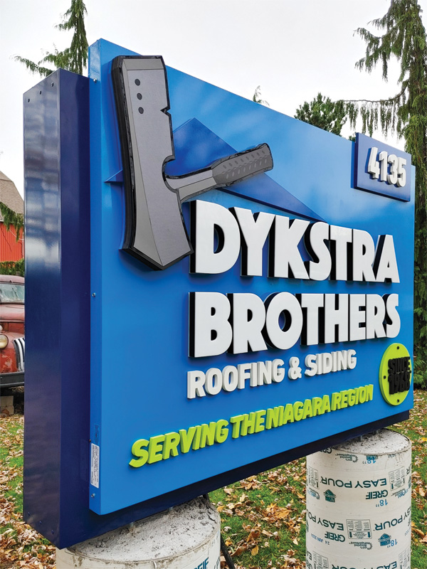 An acrylic channel letter sign on display.