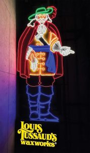 A lit up sign.