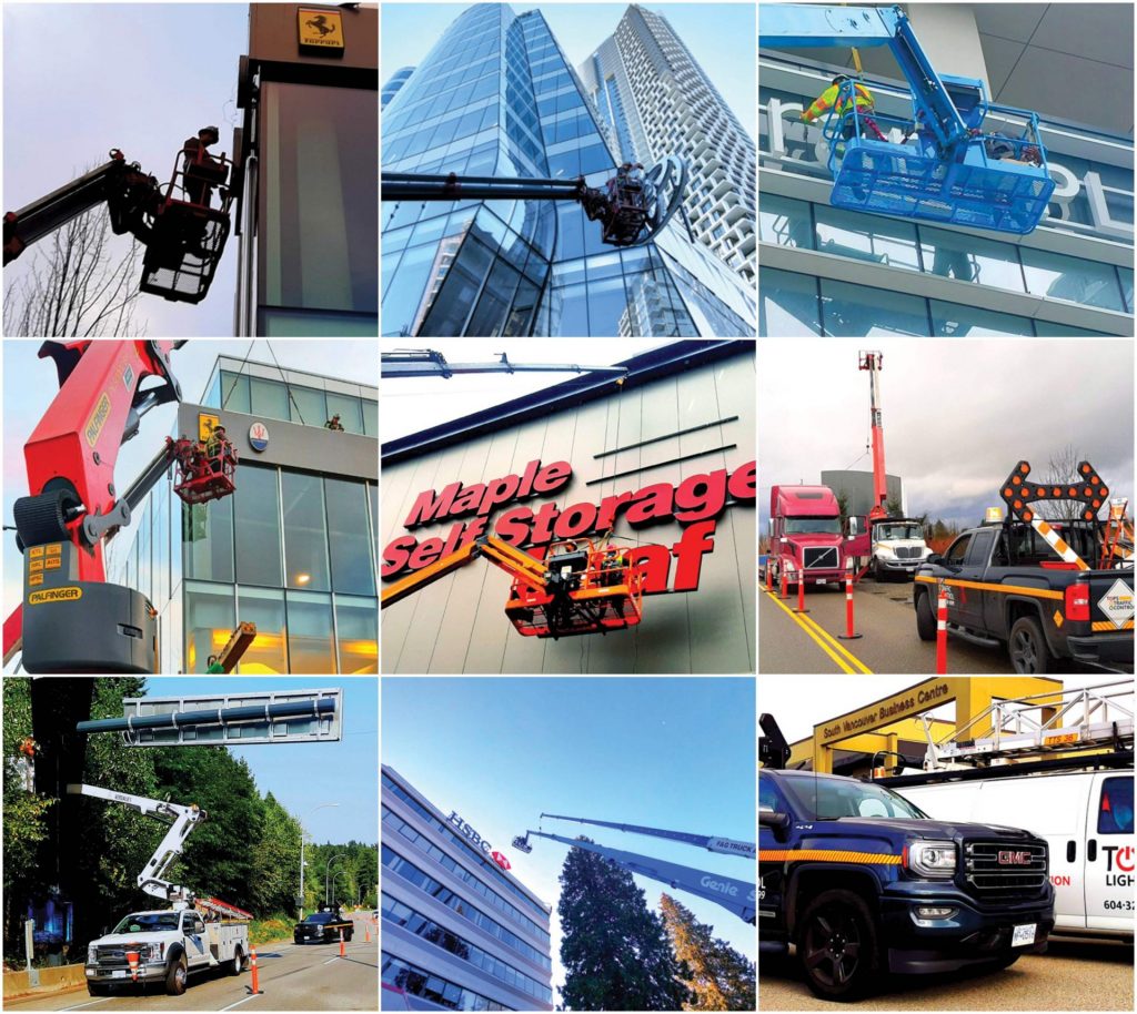 A collage of installations in progress.