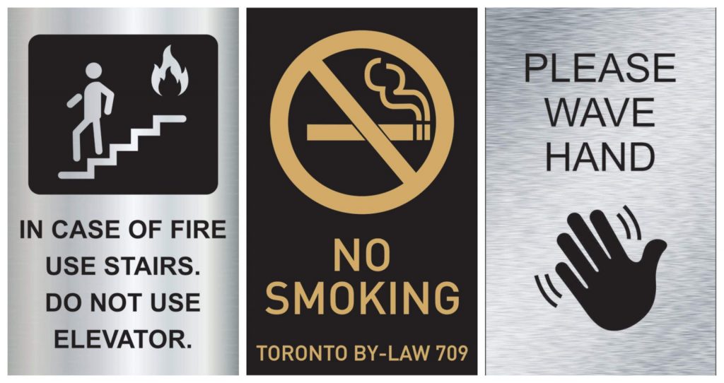 A collage of engraved signs.