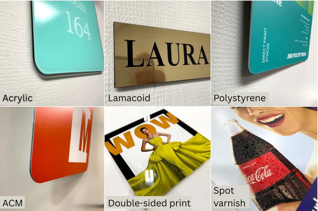 A collage of various substrates with their labels on them.