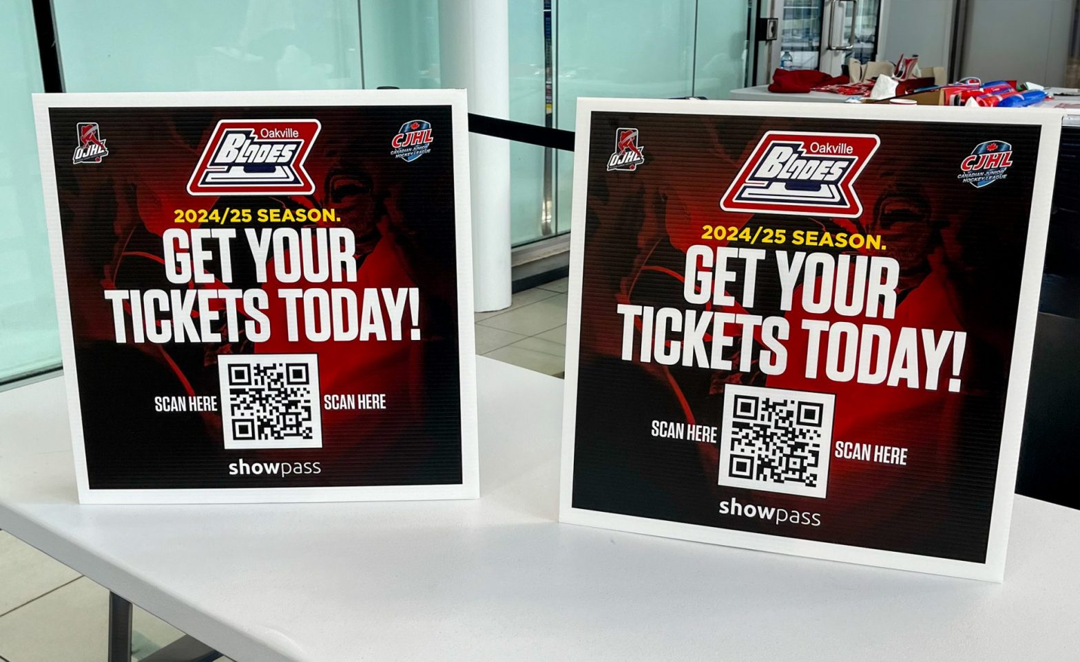 Sign boards printed by the UV printer.
