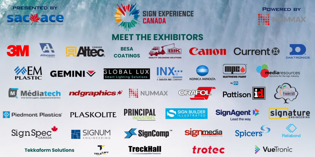 A poster with the exhibitor list. 