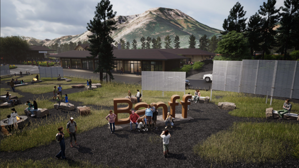 A rendering of the sign in its new location.